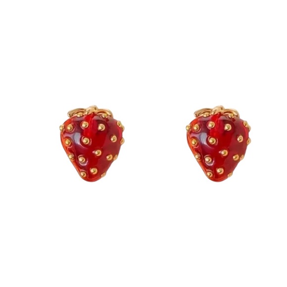 Whimsy_and_Rose Jewelry - Red Strawberry Stud Earrings